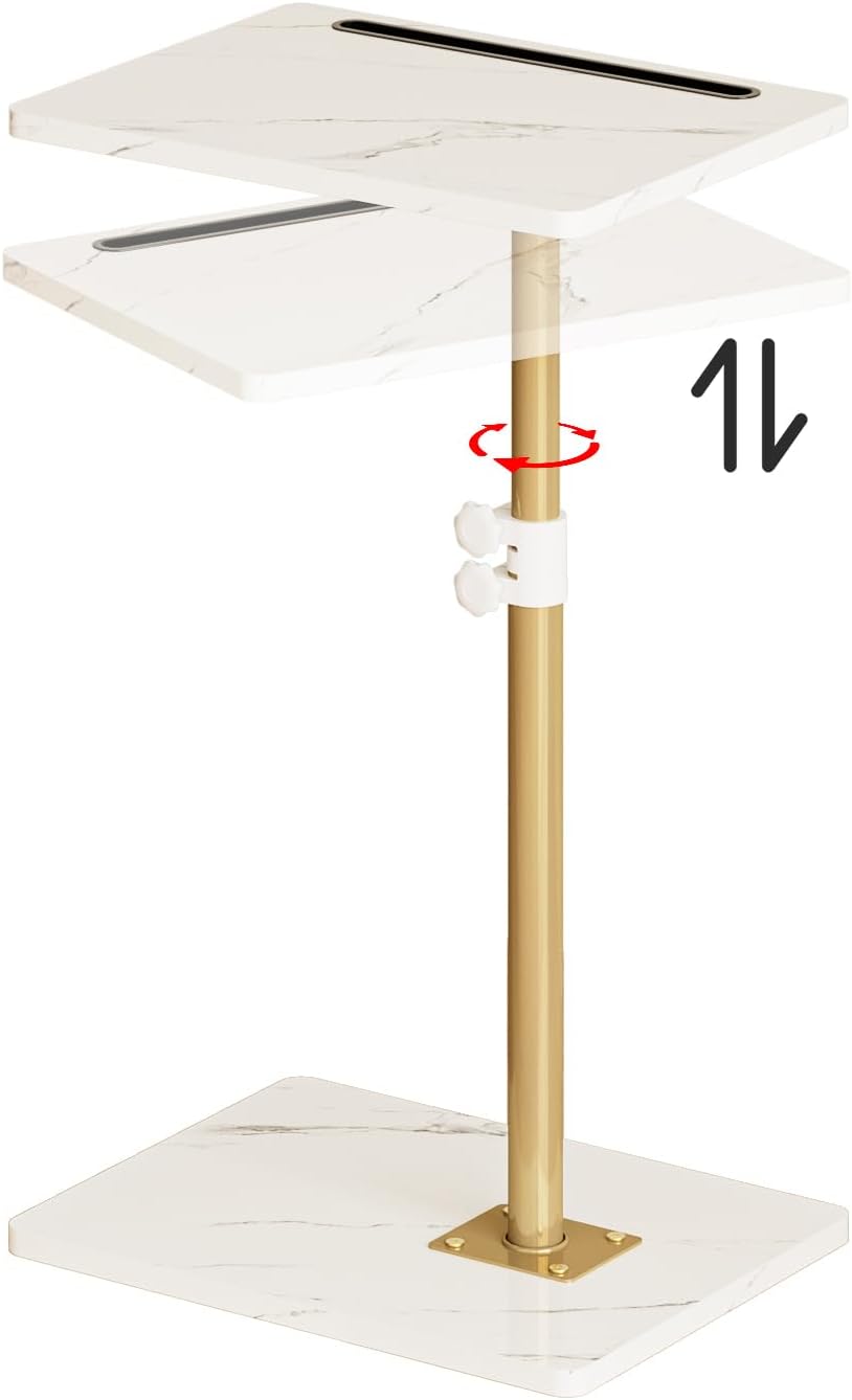 Masupu Sofa Arm Tray Table - 360° Swivel Height Adjustable End Table, Small S...