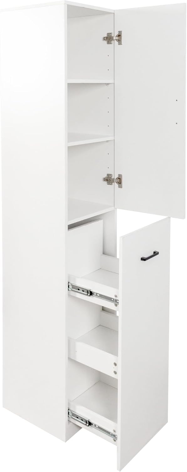 Kitchen Pantry Tall Freestanding Cabinet with 1 Door and 3-Tier Multi-Functio...