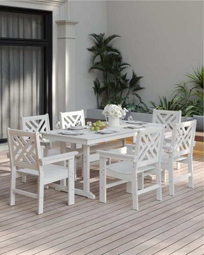7-Piece Outdoor Dining Set, HDPE All-Weather Patio Table and Chairs Set for 6...