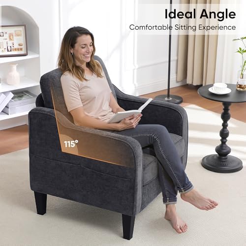 Accent Chair for Living Room, Mid Century Modern Reading Chair for Bedroom, U...