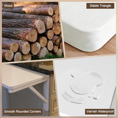 MM MELISEN Wall Mounted Folding Table, 29.5"L x 19.6"W, White, Spac...