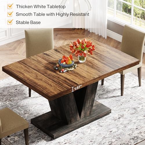 Tribesigns 47-Inch Dining Table for 4, Black Kitchen Dinner Table with Heavy ...
