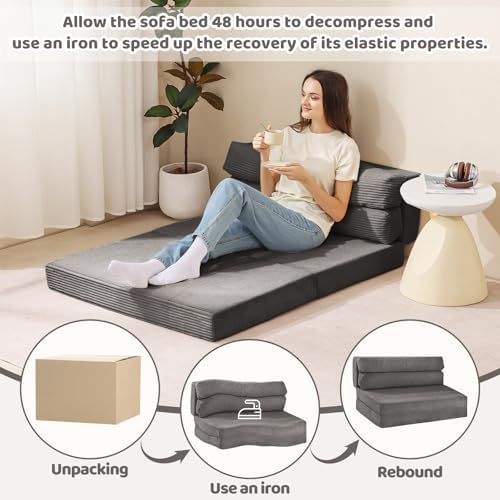 JUIKURY Folding Sofa Bed, Convertible Sleeper Chair with Pilow Foldable Matre...