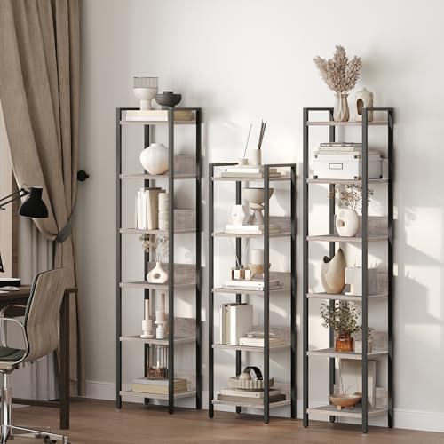 MAHANCRIS Bookshelf, 6-Tier Bookcase, Standing Book Shelf for Small Space, St...