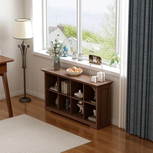 OSCHF 8-Cube Open Bookcase with Base, 2-Tier Low Cabinet, Walnut