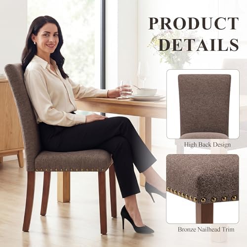 COLAMY Upholstered Parsons Dining Chairs Set of 4, Fabric Dining Room Kitchen...