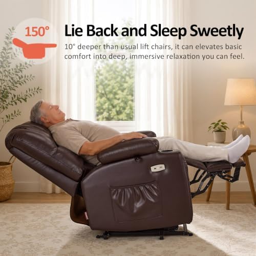 MCombo Oversized Power Lift Recliner Chair for Elderly R7092 (Dark Brown) | S...