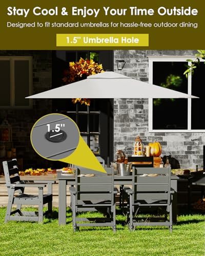 GREENVINES 5-piece Outdoor Dining Set, HDPE Table & 4 Chairs, Gray