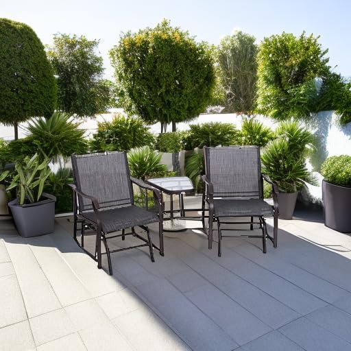 Outsunny Outdoor Glider Chair with Table 2-Seat Patio Loveseat Gray | Rocking...