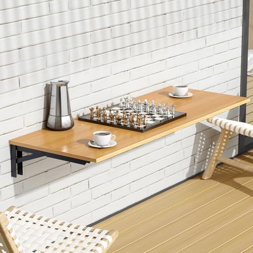 Need 47x20 Inch Wall Mounted Folding Table for Office Laundry Teak | Black Fr...