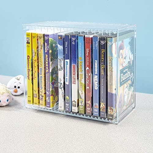 STORi Stackable Clear Plastic DVD Organizer with Rubber Feet | Rectangular Ho...