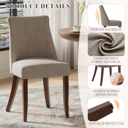 COLAMY Upholstered Dining Chairs Set of 6, Mid Century Modern Kitchen Chairs ...