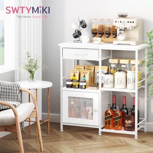 SWTYMIKI Coffee Bar Cabinet for Home - Farmhouse Coffee Stand Station Multi-P...