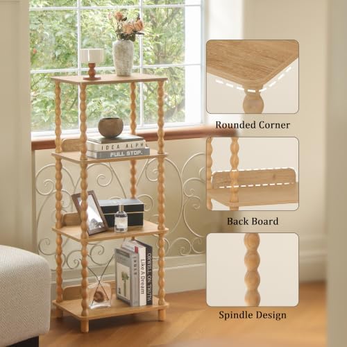 Fultyle Bookshelf, 4-Tier Wooden Bookcase with Open Shelves, Modern Book Shel...