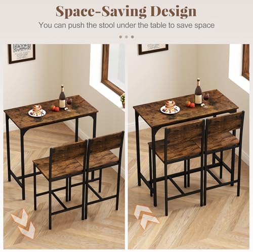 Tangkula 3 Piece Counter Height Bar Table Set, Pub Table & Chairs Set of 2