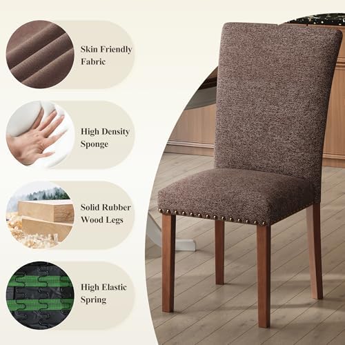 COLAMY Upholstered Parsons Dining Chairs Set of 4, Fabric Dining Room Kitchen...