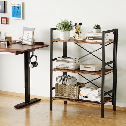 Homeiju Folding Bookshelf No Assembly, 3 Tier Bookcase Foldable Shelf