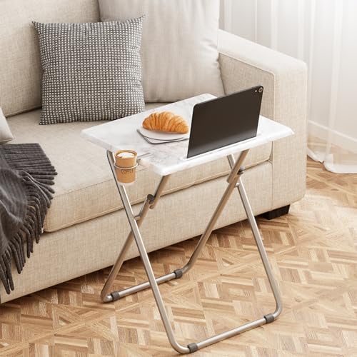 TV Tray Table,Folding Table with Cup Holder Portable,Foldable Snack Tray for ...