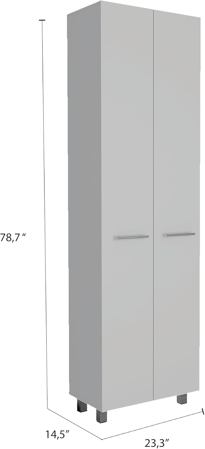 Pensacola Double Door Pantry Cabinet: 78" High Storage with 5 Shelves - ...