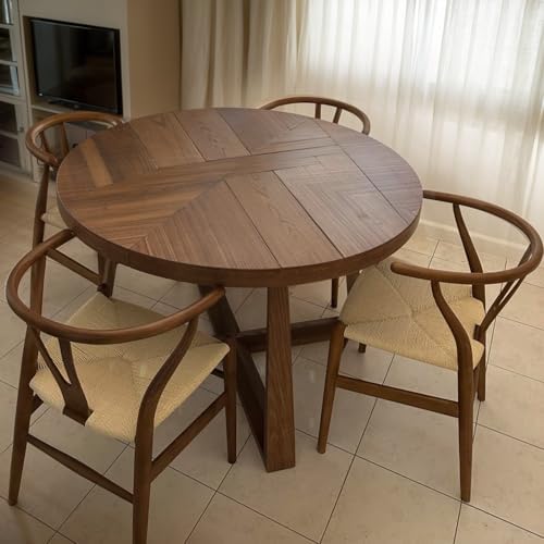 Y Wishbone Chair, Solid Ash Wood Dining Chair (Walnut) | Handwoven Paper Cord...