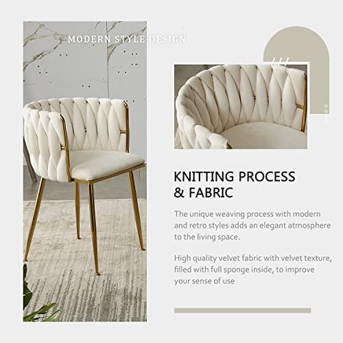 Dining Chairs, Beige Velvet Dining Chairs Set of 4