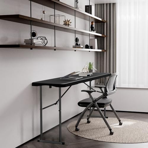 VINGLI 6 FT Narrow Folding Table, Tabletop Folded in Half, Premium Quality HD...