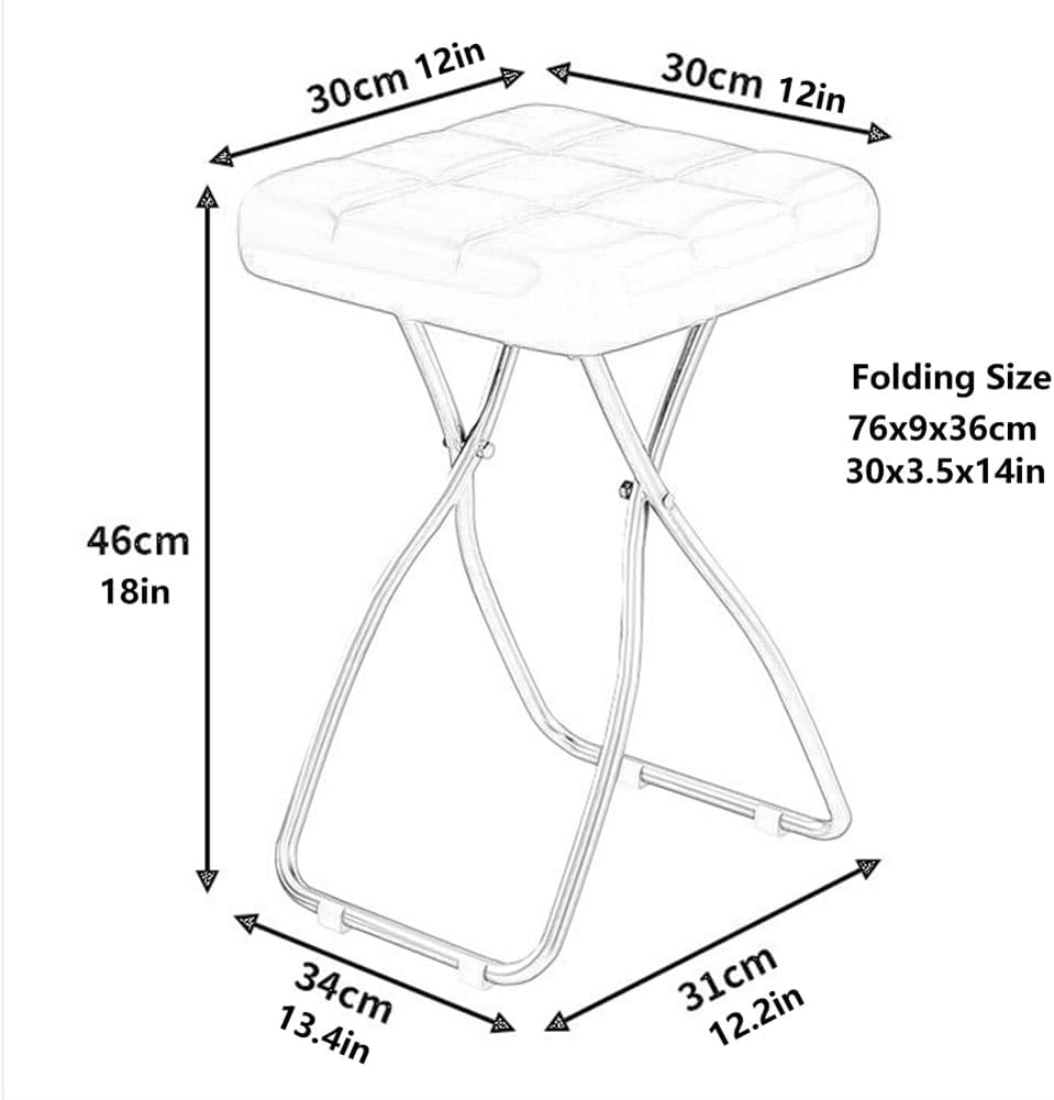 18 Inch Folding Stool, Portable Cushioned Padded Indoor Counter Bar Stools, M...