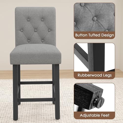 LSSBOUGHT 24 Inches Upholstered Counter Height Bar Stools Kitchen Island Chai...