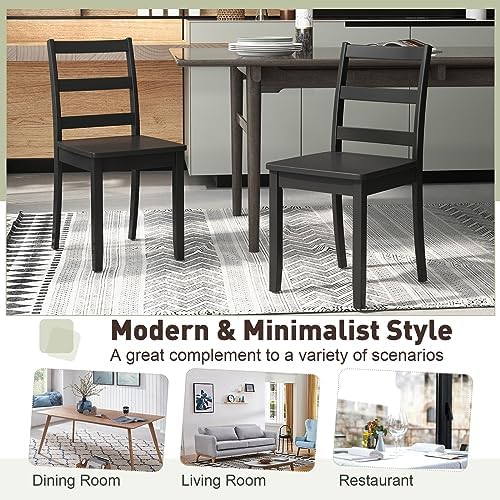 GIANTEX Wood Dining Chairs Set of 4 Black- Wooden Armless Kitchen Chairs with...