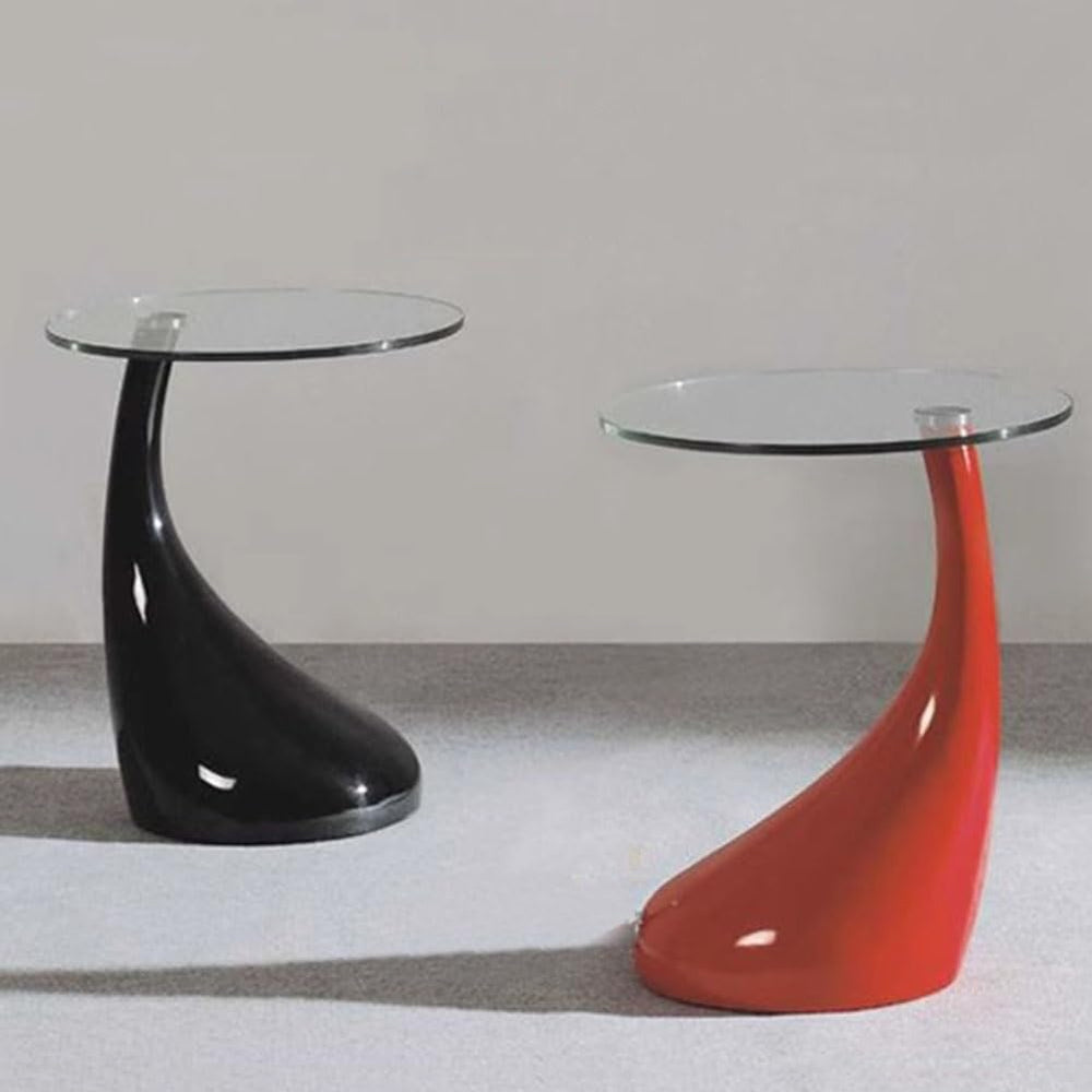 Etlegor Modern Round Glass Coffee Table, Tempered Glass End Table Accent Side...