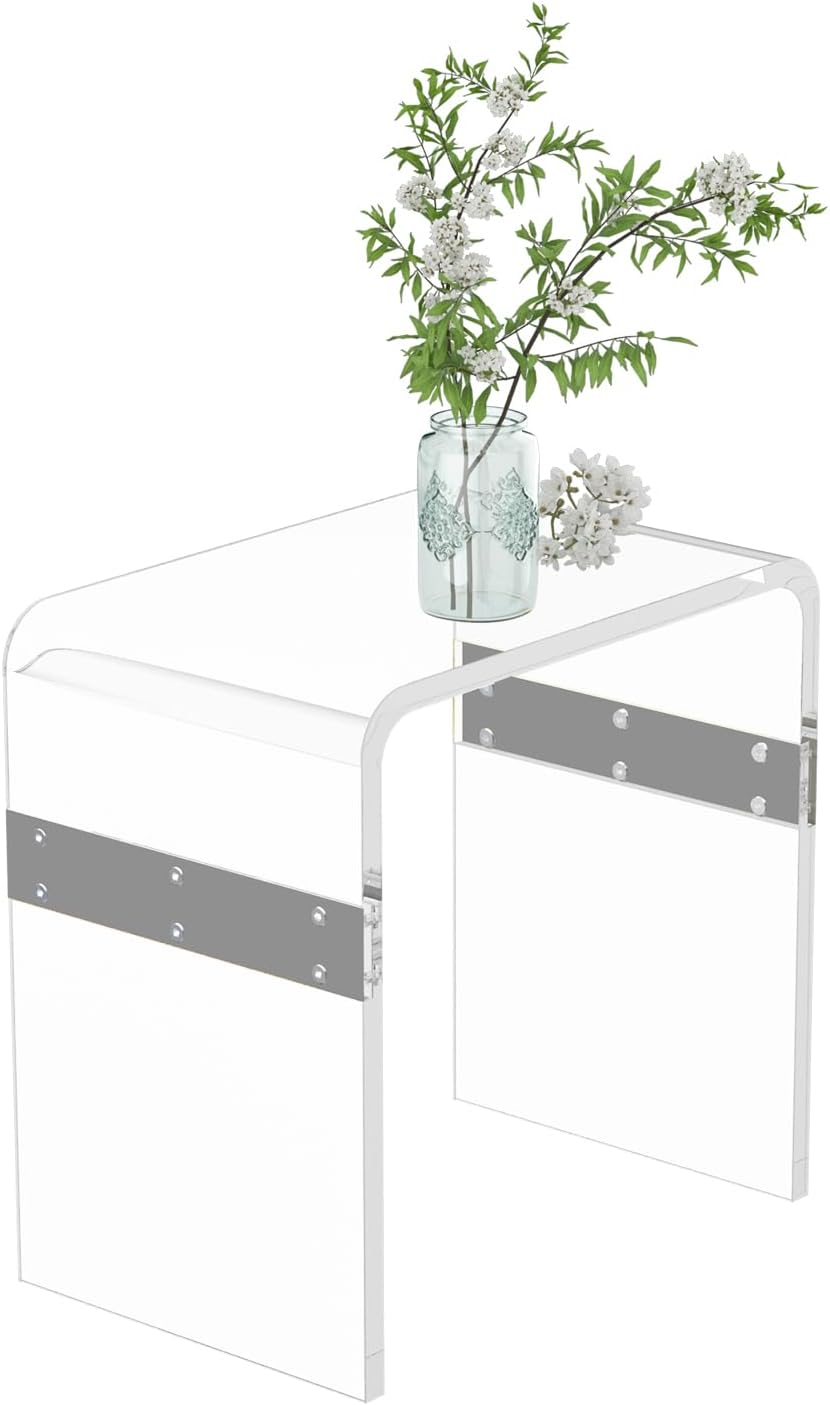 Dethan Clear Acrylic Accent Table, 16.3" x 12.0" x 18.1" U-Sha...