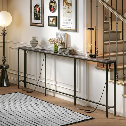 102.4" Behind Couch Table with 2 Fast Charging Stations, 7.1" Narro...