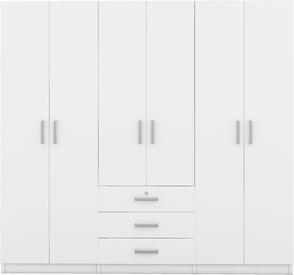Merax Large White 6 Doors Wooden Wardrobe, Bedroom Tall Armoire Closet Organi...