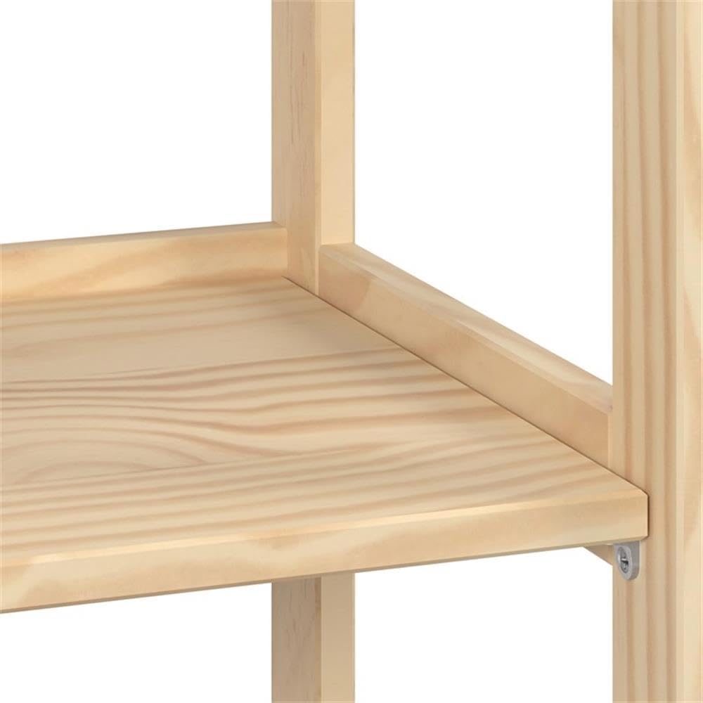 Pemberly Row Modern Solid Wood 3-Shelves Folding Bookcase/Pantry in Unfinished