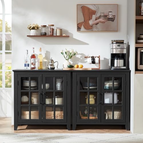 Large Sideboard Buffet Cabinet with Storage, 32" Farmhouse Kitchen Coffe...