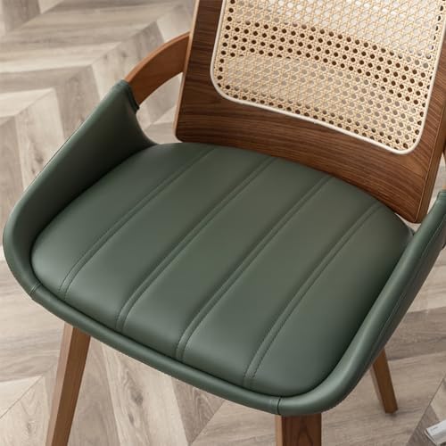 Set of 4 Kitchen & Dining Room Chairs - Green Dining Chairs with Walnut B...