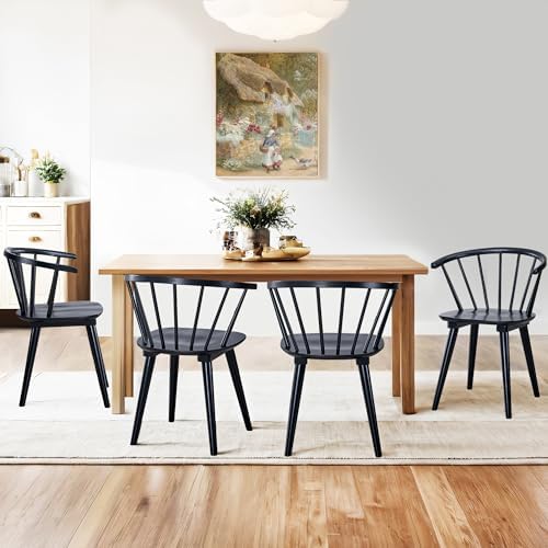 DUHOME Wooden Black Dining Chairs Set of 4,Windsor Dining Room Chairs