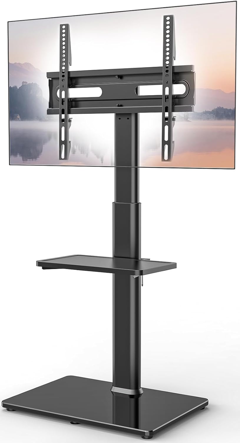 AX WABER Universal Floor TV Stand with Mount 70 Degree Swivel 9 Level Height ...