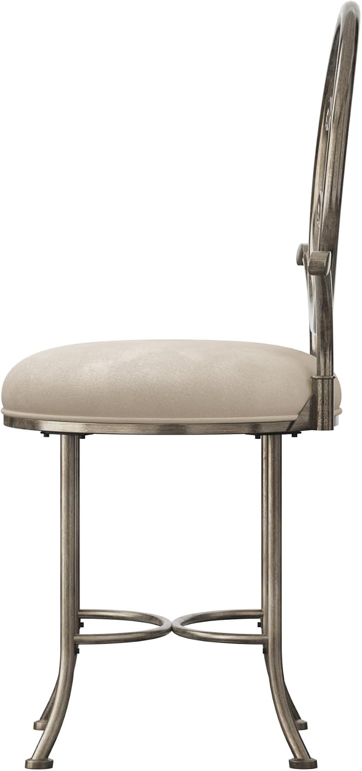 Hillsdale O'Malley Metal Vanity Stool with Spiral Pattern Design, Antique...