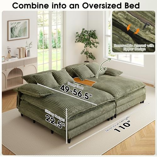 WESTSETLUX 54.8" W Oversized Chaise Lounge Chair Indoor with 5-Position ...