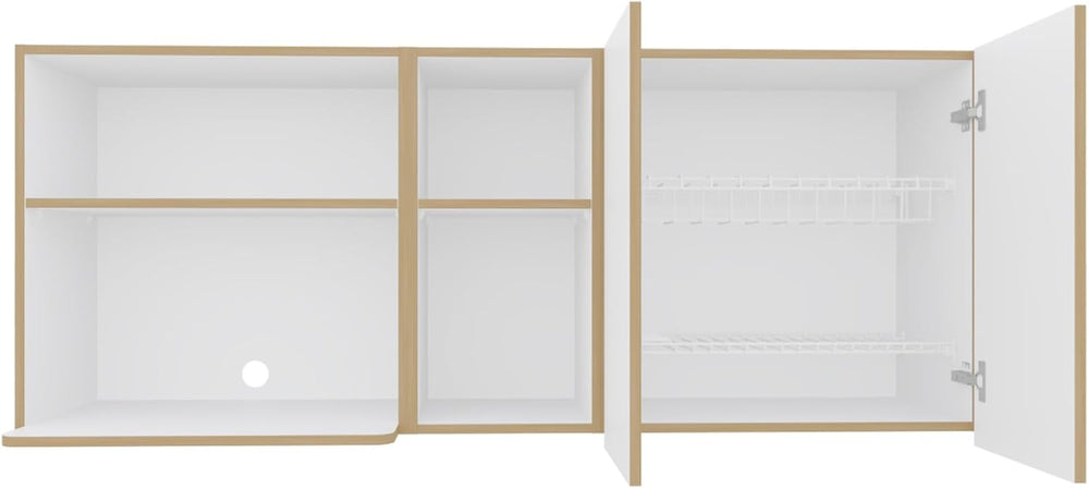 Mid-Century Wall Cabinet, Farmhouse Locker with 2 Doors and 4 Shelves,for Kit...