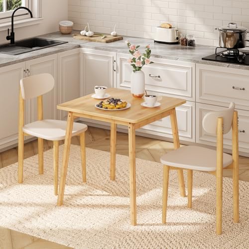 HOOBRO Bamboo Dining Table, Square Dining Table for 2, 27.6" Kitchen Tab...