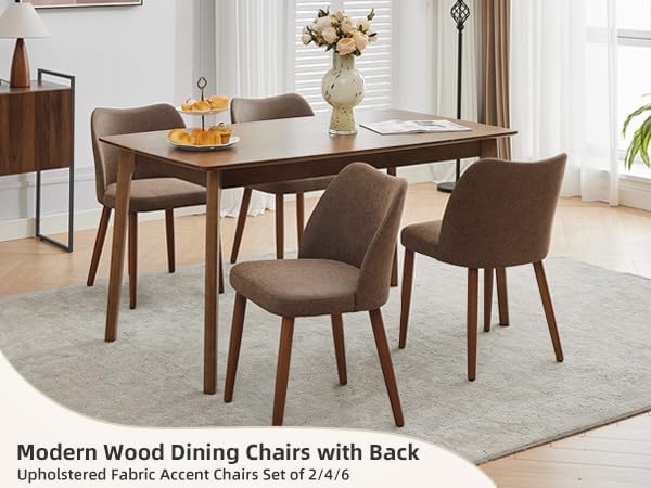 GarveeHome Leather Dining Chairs Set of 4 Upholstered PU Dining Chair with Wo...