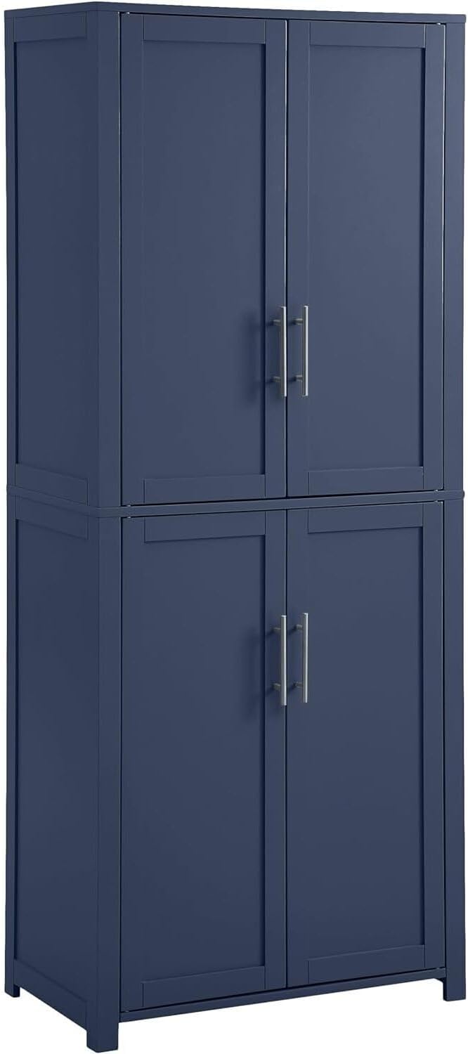 HomeStock African Artistry Tall Kitchen Storage Pantry - Navy Finish