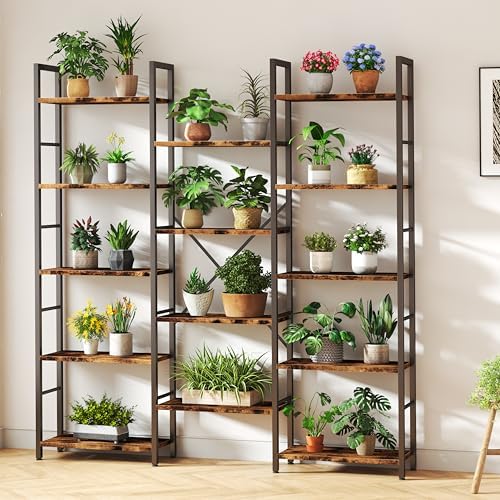 Shintenchi Triple 5 Tier Bookshelf, Laege Wide Bookcase, Display Shelf