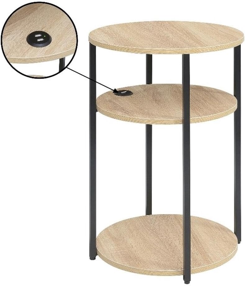 Convenience Concepts Simon End Table with USB Ports 15.75" – Modern 3-Ti...