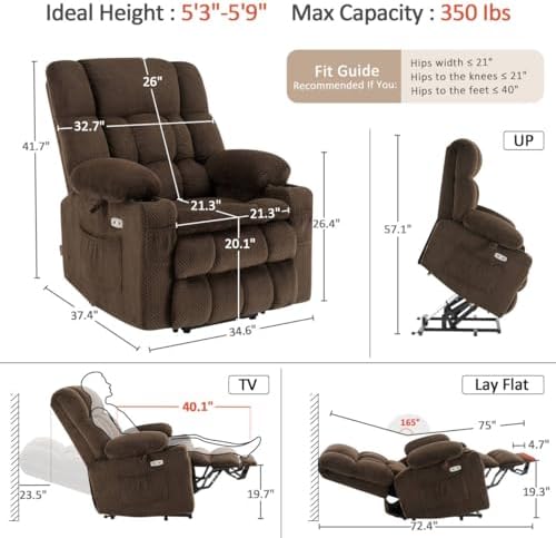 MCombo Dual Motor Power Lift Recliner Chair with Massage and Heat for Elderly...