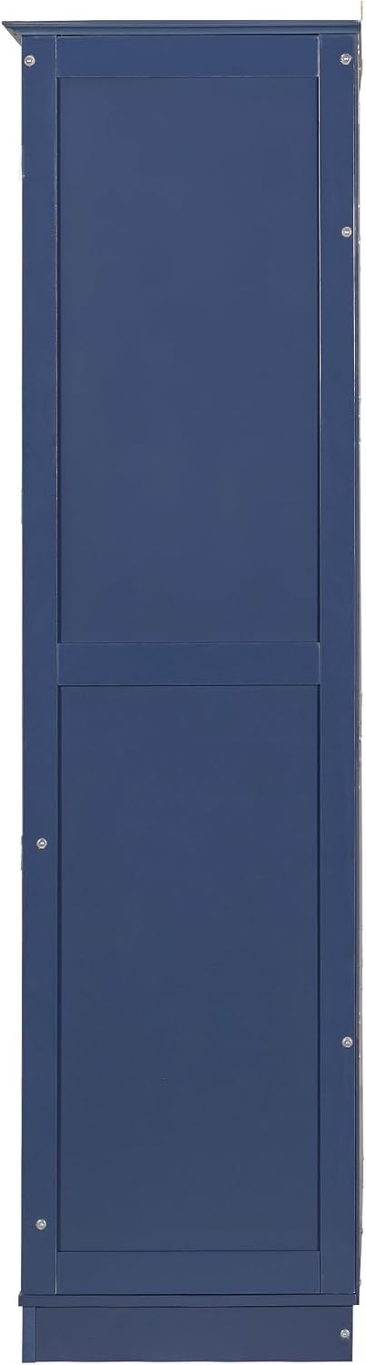 Merax Kitchen Pantry Cabinet with 2 Glass Doors & 4 Large Drawers, Pine W...