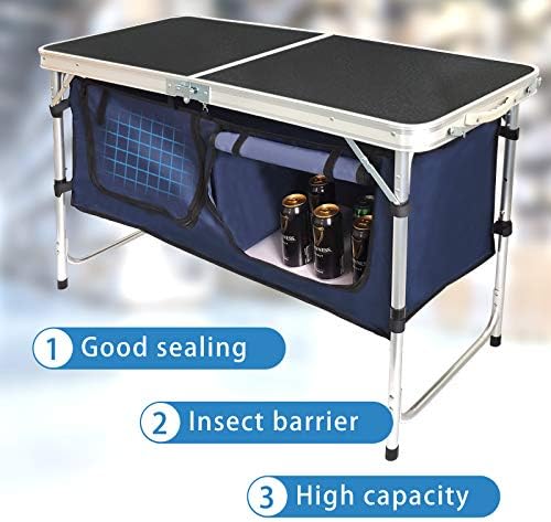 CampLand Outdoor Folding Table Aluminum Lightweight Height Adjustable with St...