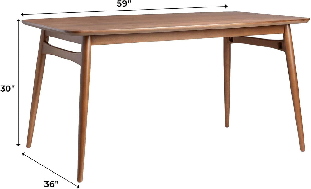Walker Edison Mid-Century Modern Solid Wood Tapered-Leg Dining Table, 59 Inch...